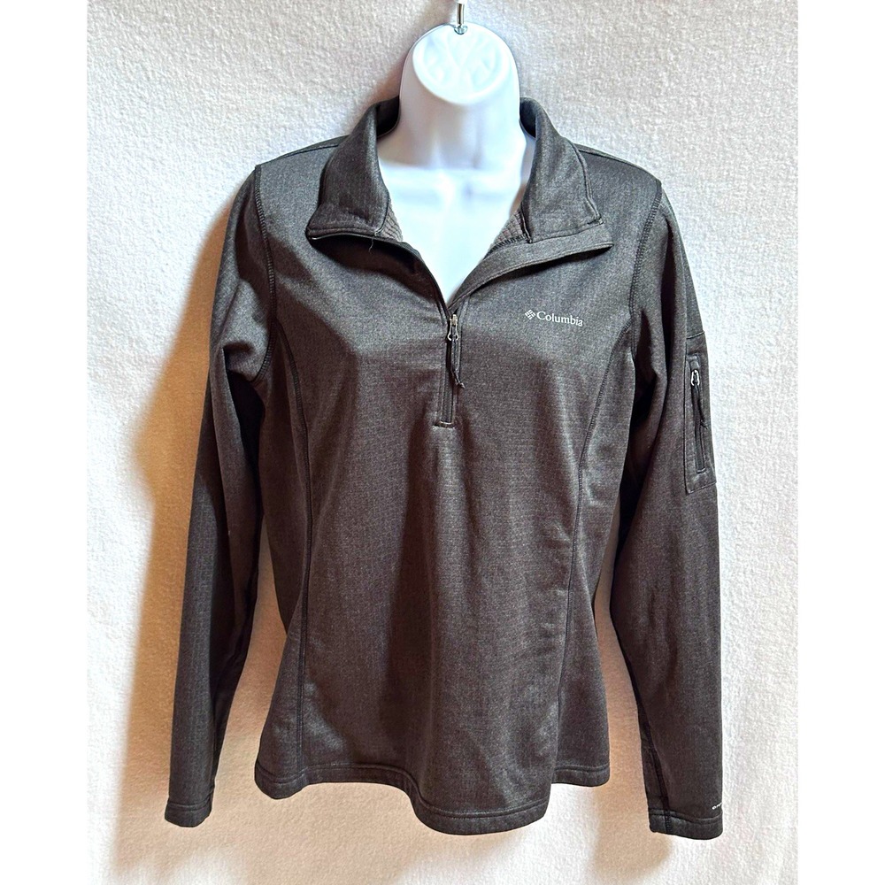 Columbia Women's M Park View Grid Fleece Half Zip Pullover Charcoal Grey Tech